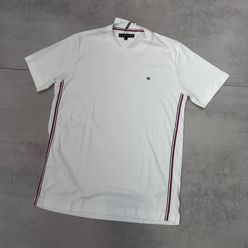 Camiseta Tommy Hilfiger Branca Faixas Laterais