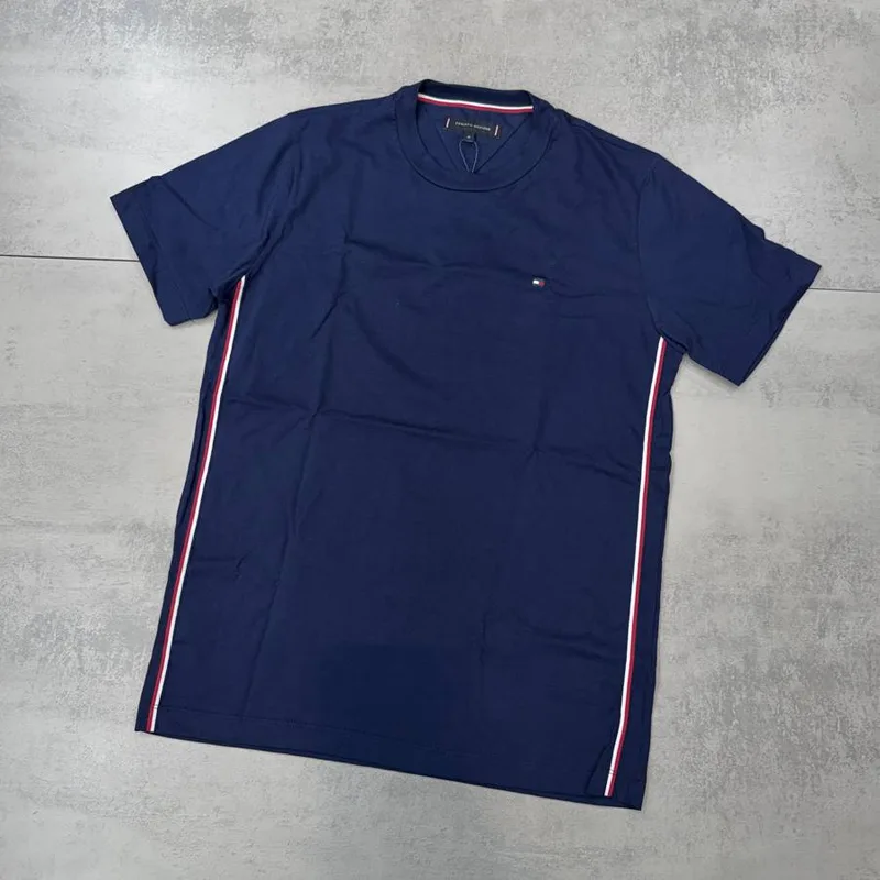 Camiseta Tommy Hilfiger Azul-Marinho Faixas Laterais