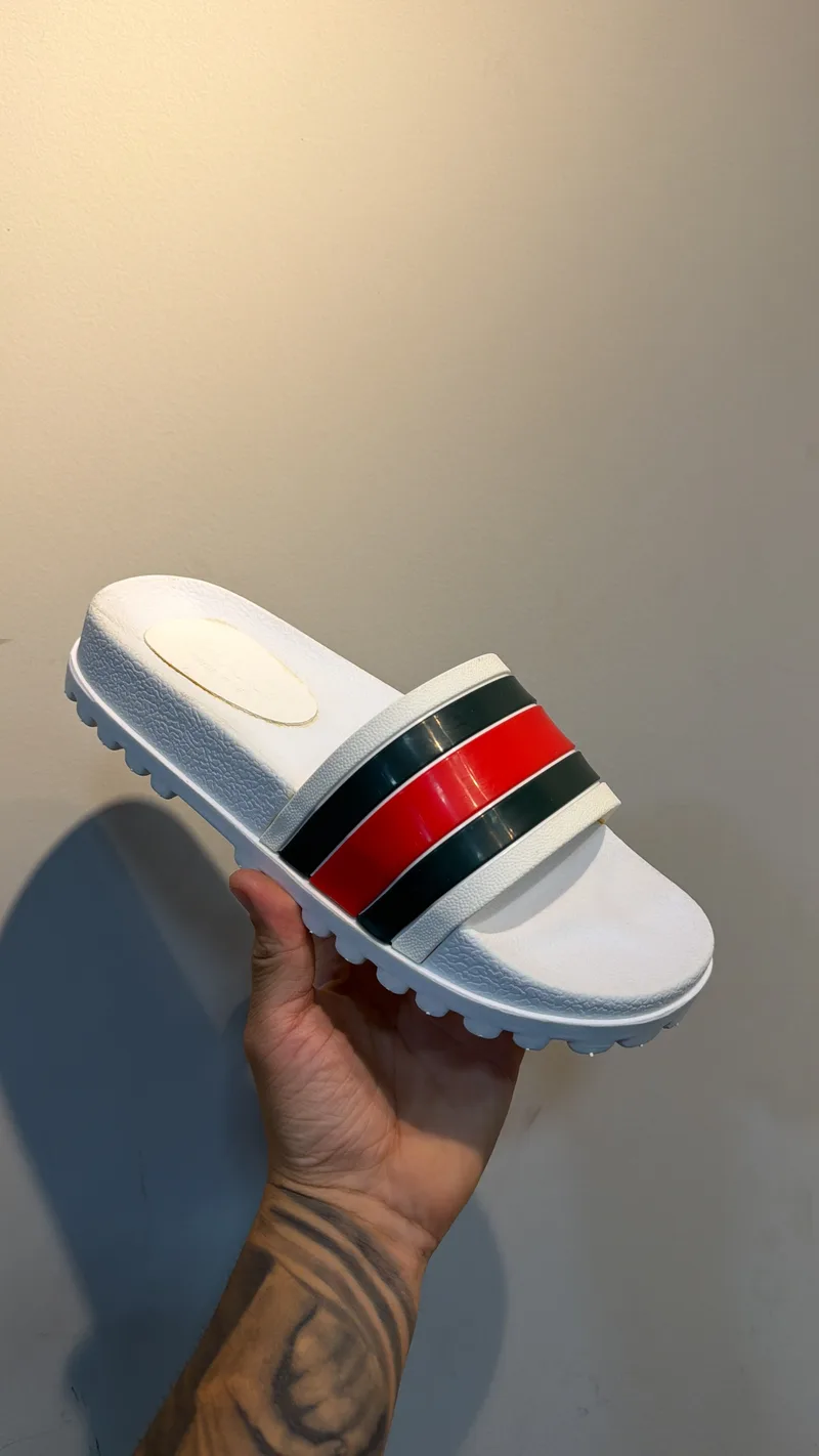 Slide Web Gucci Branco/Vermelho/Verde