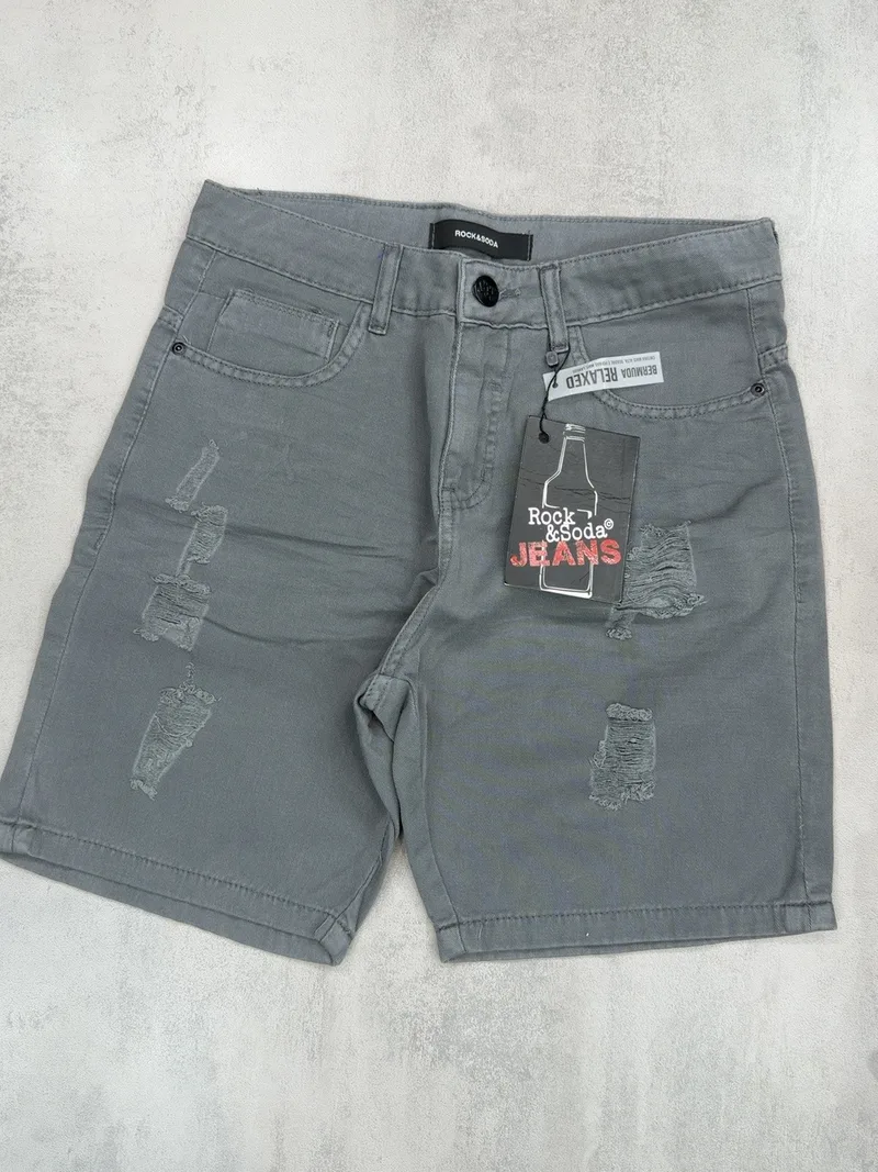 Bermuda Jeans Rock & Soda Cinza