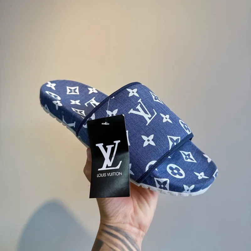 Slide Louis Vuitton Jeans Azul