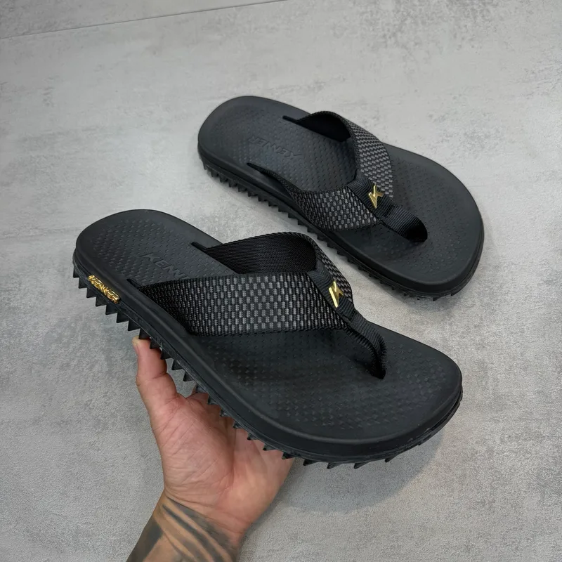 Sandália Kenner Preto Cinza Gold