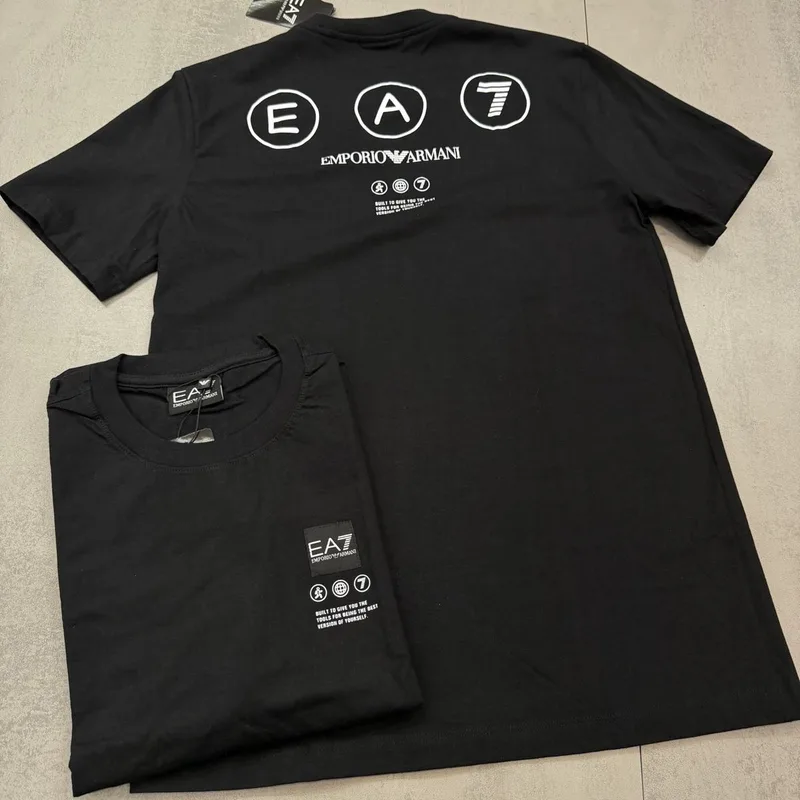 Camiseta Armani 002 - Emporio Armani EA7 preta patch frontal estampa costas