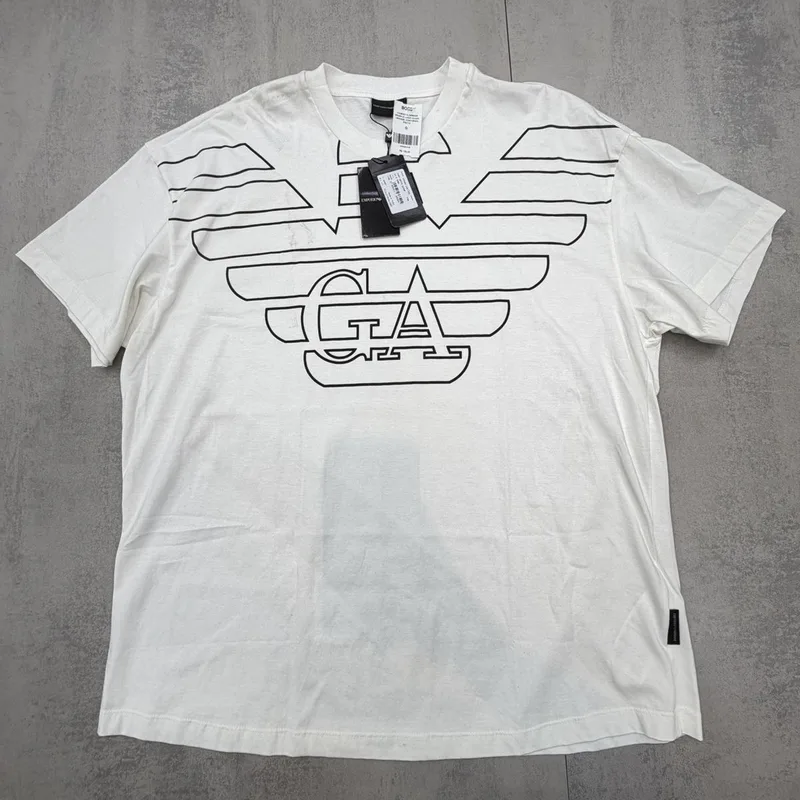 Camiseta Armani 005 - Emporio Armani branca águia contornada preta