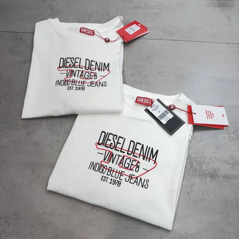 Camiseta Diesel branca Diesel Denim Vintage Indigo Blue Jeans