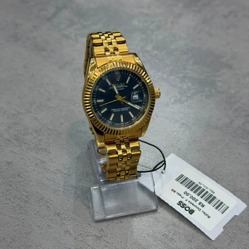 Relógio Rolex Dourado Fundo Preto Mod. 8
