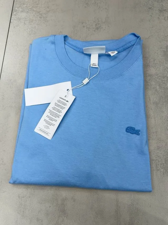 Camiseta Lacoste azul clara lisa crocodilo azul