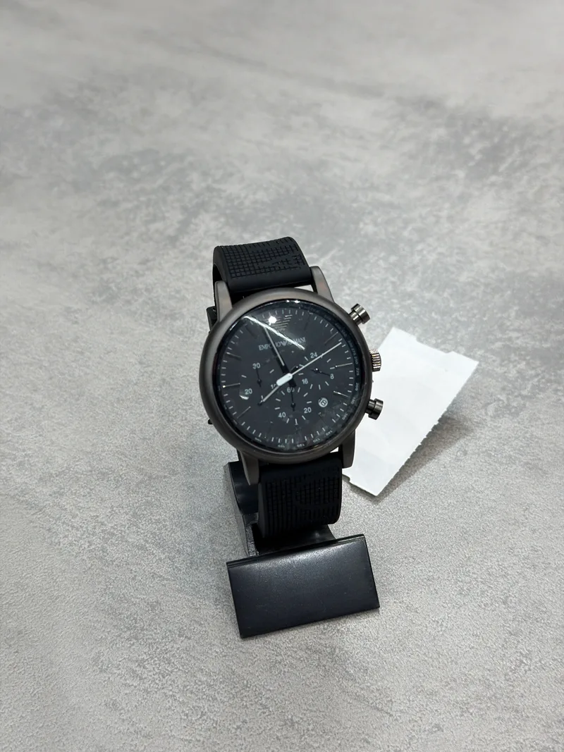 Relógio Armani Borracha Preto/Cinza Mod. 1