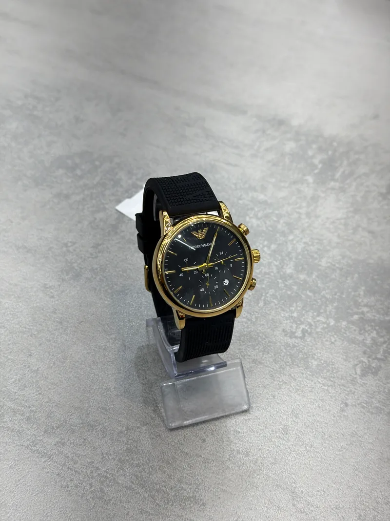 Relógio Armani Borracha Preto/Dourado Mod. 2